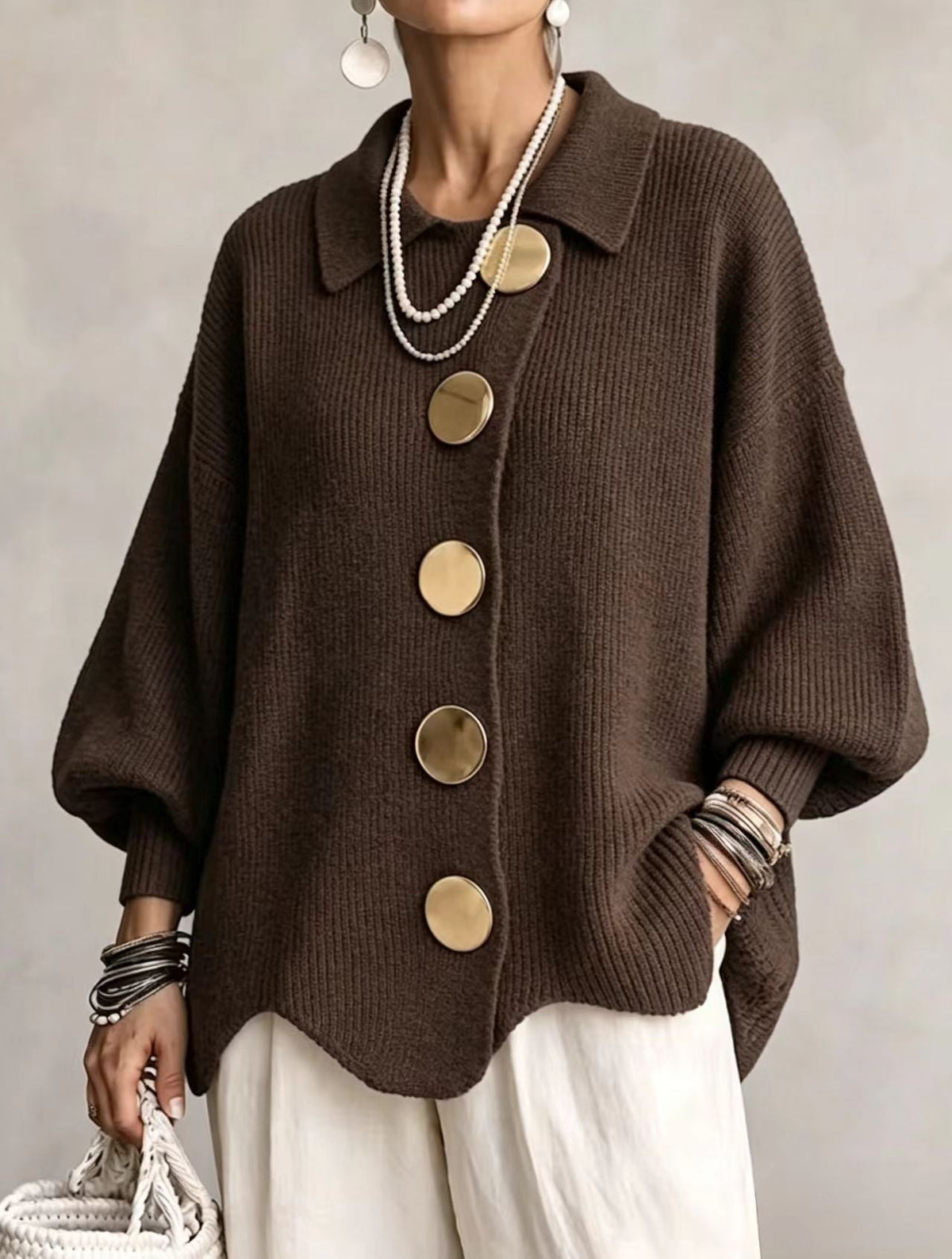 Victoire | Cárdigan oversize con grandes botones dorados
