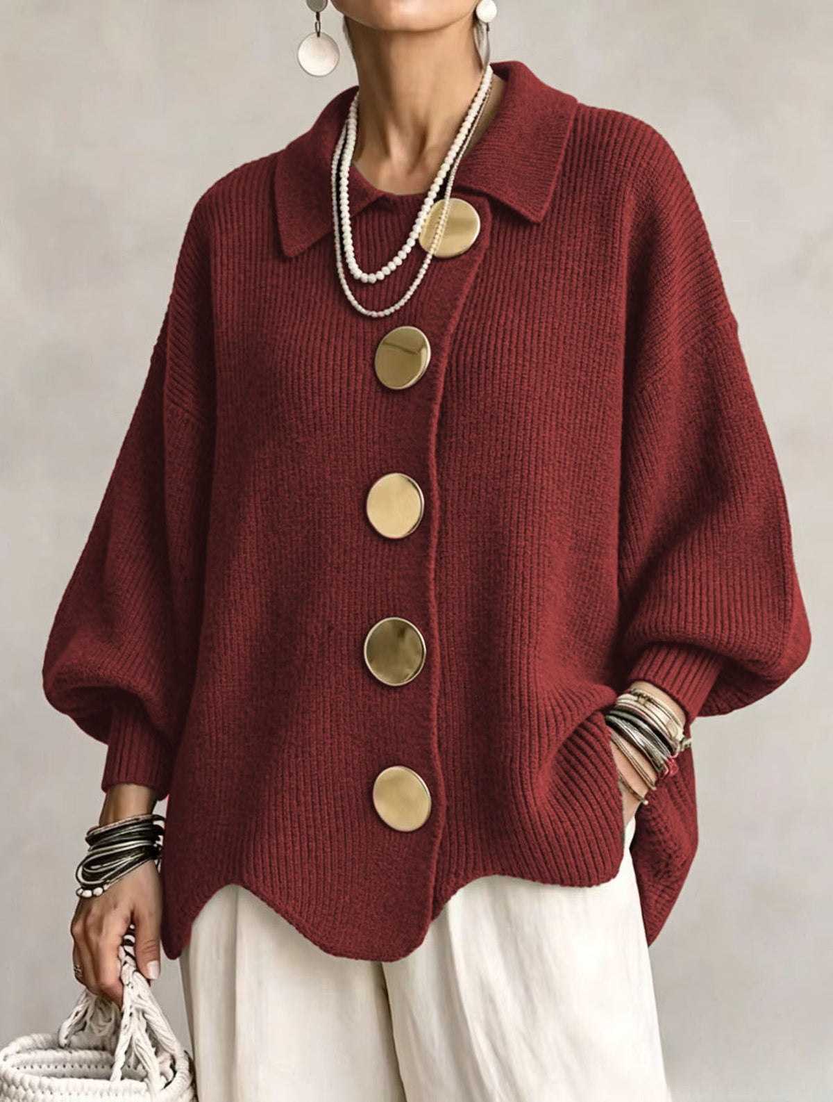 Victoire | Cárdigan oversize con grandes botones dorados