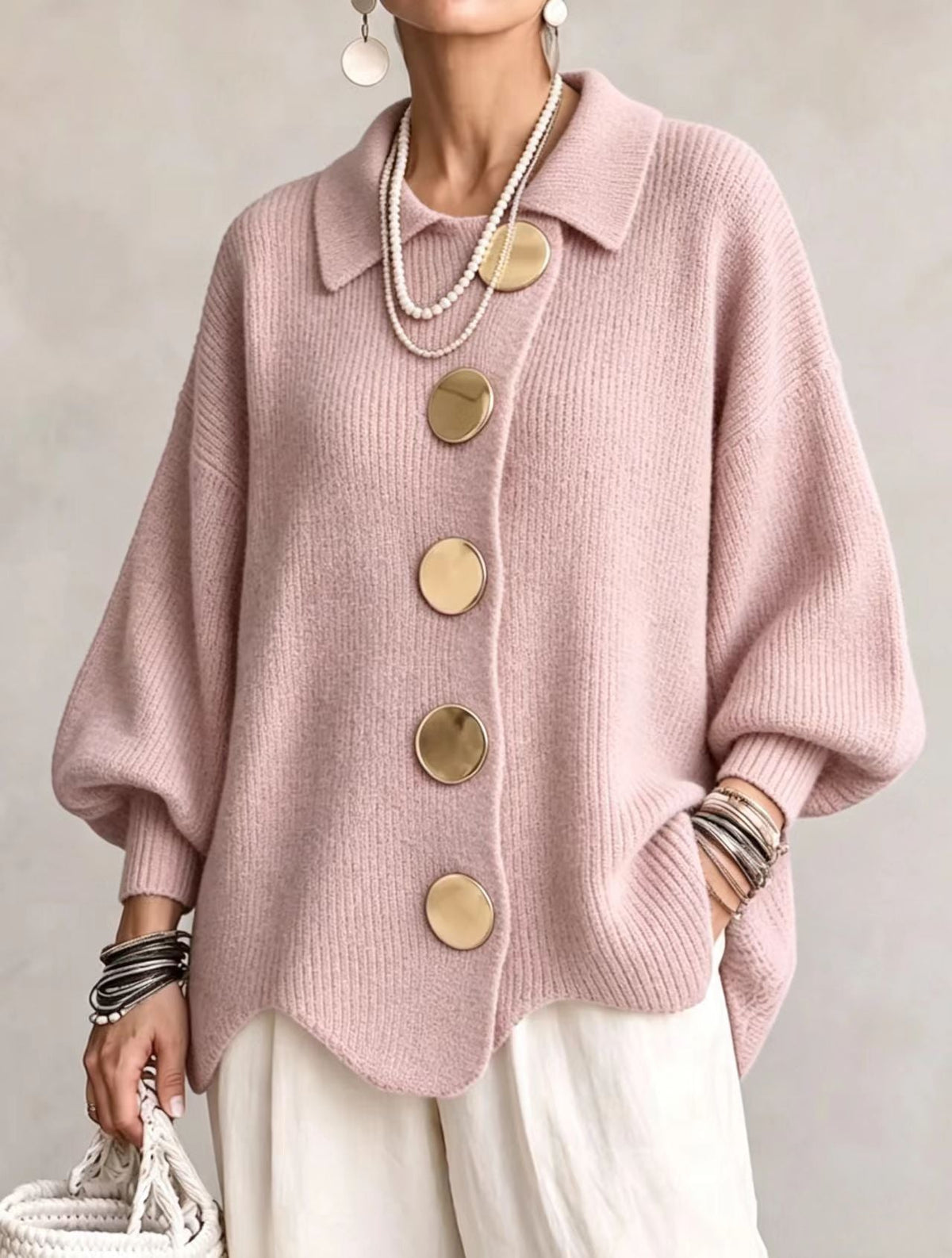 Victoire | Cárdigan oversize con grandes botones dorados
