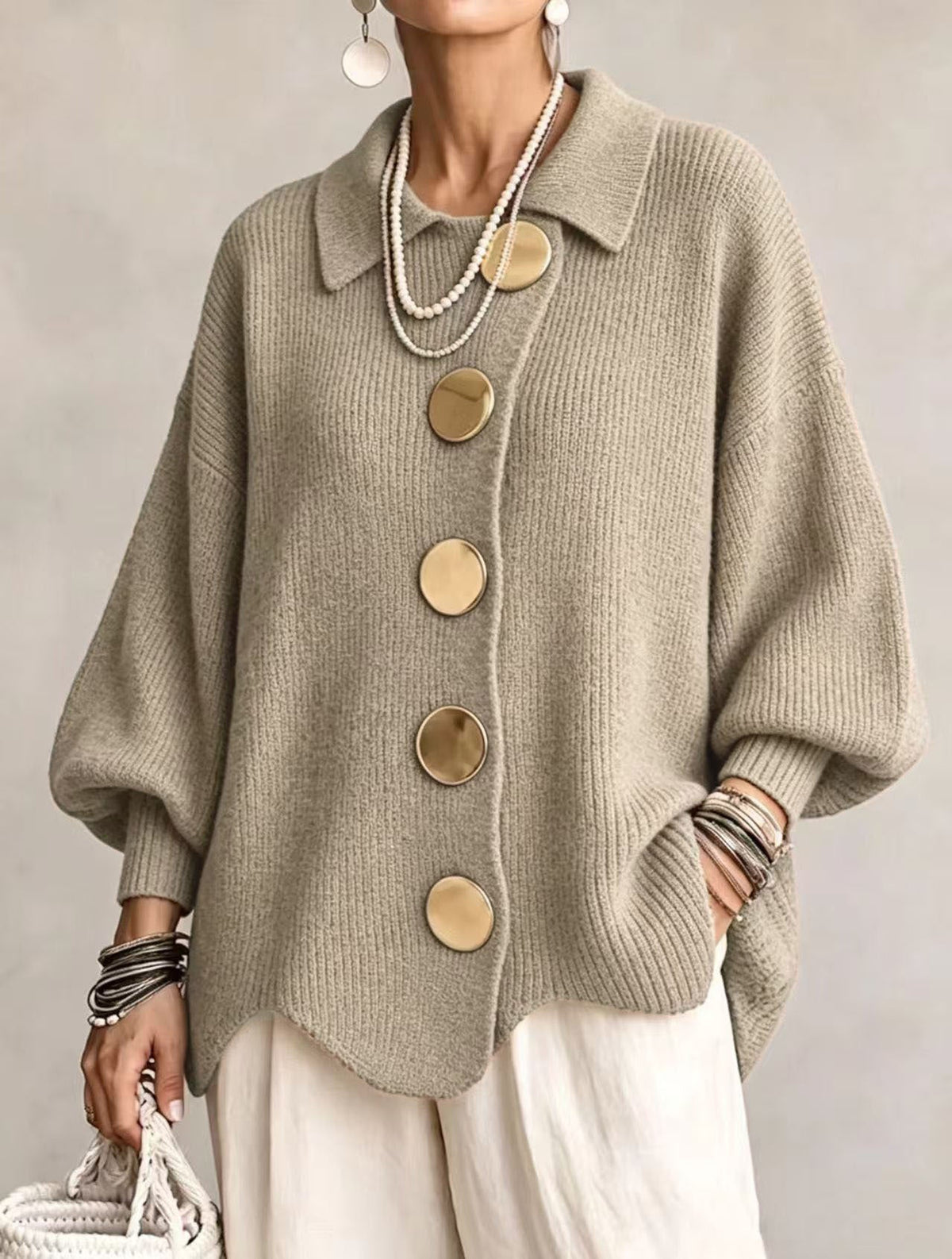 Victoire | Cárdigan oversize con grandes botones dorados